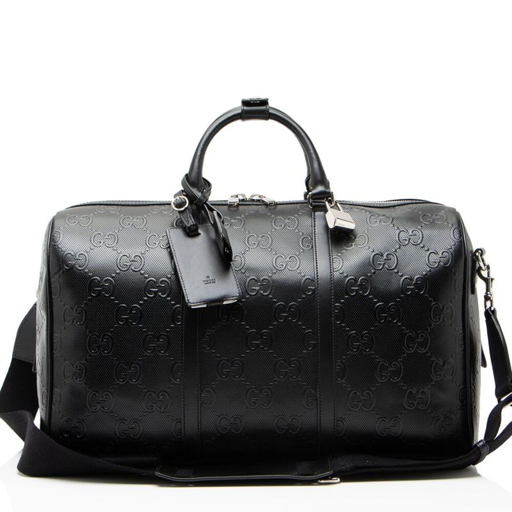 Gucci GG Embossed Leather Medium Boston Duffle